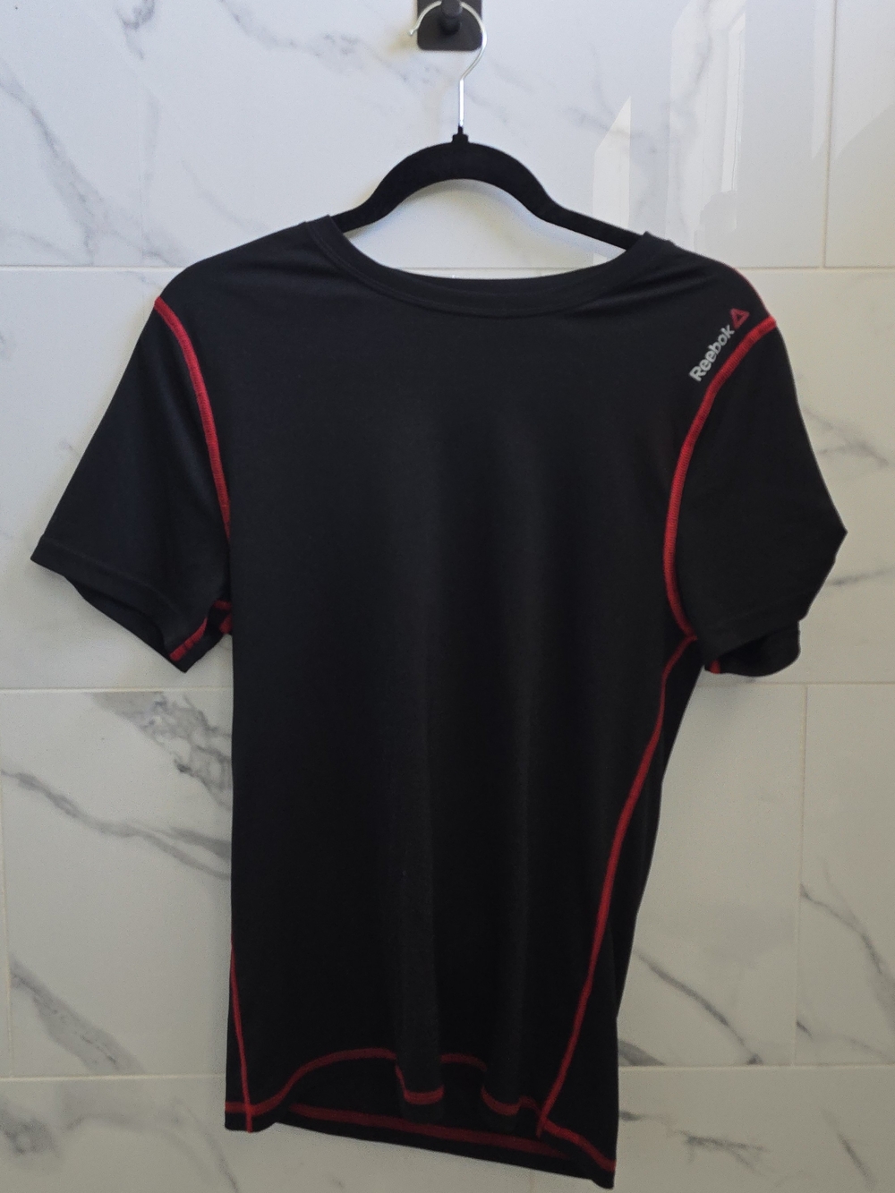Reebok Black Athletic Tee with Red Piping